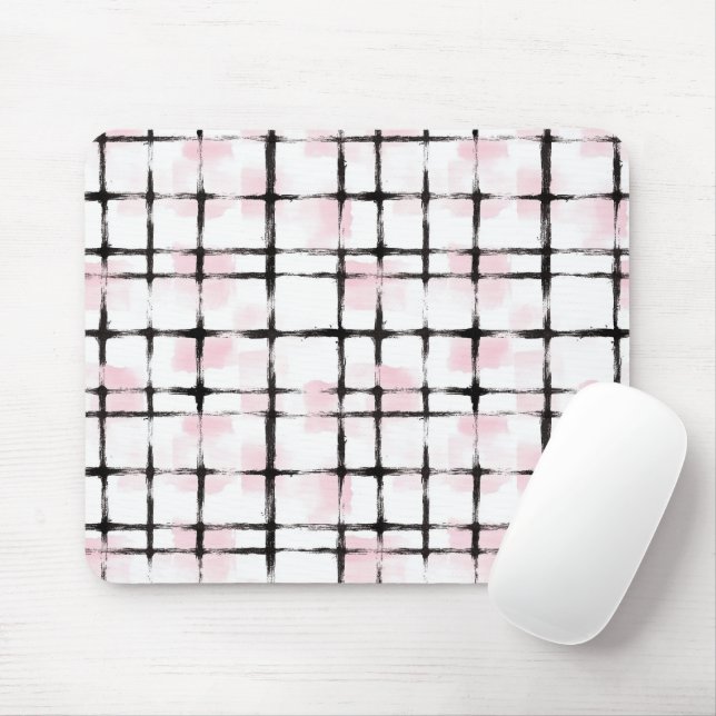 Alfombrilla De Ratón Rayas Blancas Negras Rosadas (Con ratón)