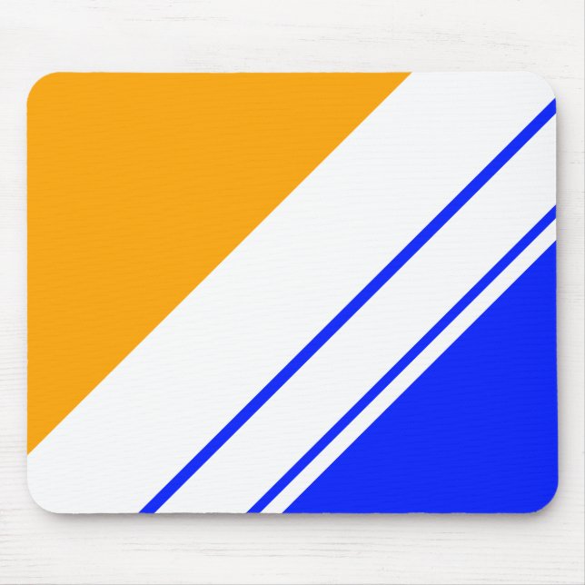 Alfombrilla De Ratón Rayas de Carreras blanca amarilla dorada brillante (Frente)