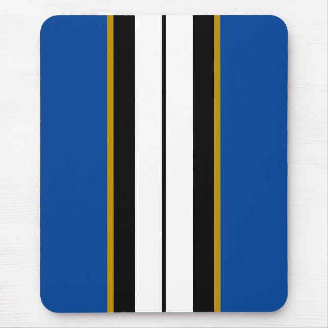 Alfombrilla De Ratón Rayas de Carreras vertical blanca azul deportivo (Frente)