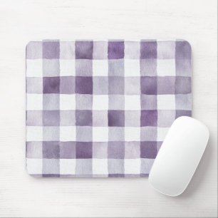 Alfombrilla De Ratón Rayas de Cuadro Escocés Blanco Morado