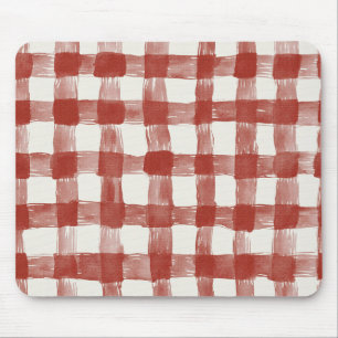 Alfombrilla De Ratón Rayas de Cuadro Escocés Rojo Blanco