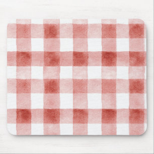 Alfombrilla De Ratón Rayas de Cuadro Escocés Rojo Blanco