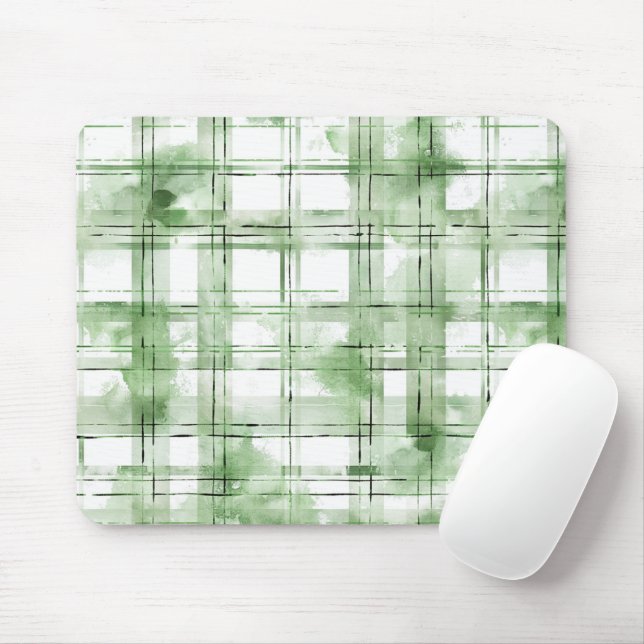 Alfombrilla De Ratón Rayas de Cuadro Verde Blanco (Con ratón)