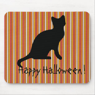 Alfombrilla De Ratón Rayas del gato negro de Halloween