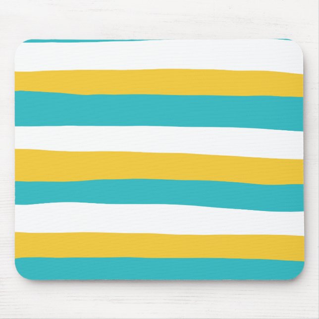 Alfombrilla De Ratón Rayas Desiguales - Turquesa y Amarillo (Frente)