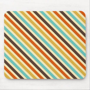 Alfombrilla De Ratón Rayas diagonales 4 Colores Retro Azul Amarillo Roj