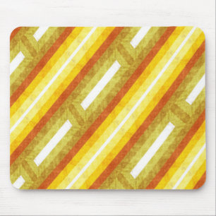 Alfombrilla De Ratón Rayas diagonales retro en amarillo y naranja
