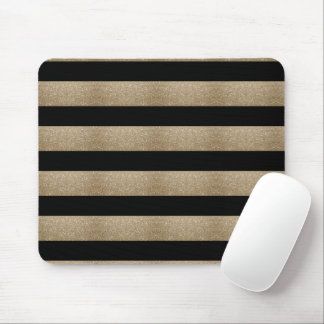 Alfombrilla De Ratón rayas geométricas de diseño, de color negro y oro