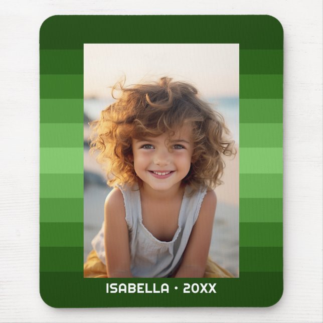 Alfombrilla De Ratón Rayas retro - Navidades verdes - Foto simple (Frente)
