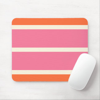 Alfombrilla De Ratón Rayas Simples en Rosa, Naranja y Crema
