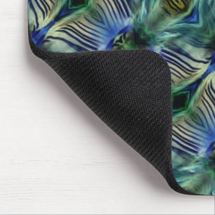 Alfombrilla De Ratón Rayas transversales curvadas en azul y verde llama