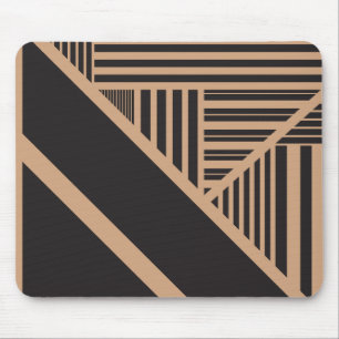 Alfombrilla De Ratón Rayas triangulares en Tan y Negro