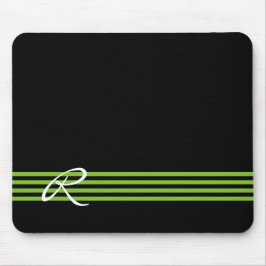 Alfombrilla De Ratón Rayas verdes y negras de Apple con monograma