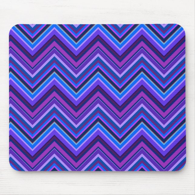Alfombrilla De Ratón Rayas zigzag azules y violetas (Frente)