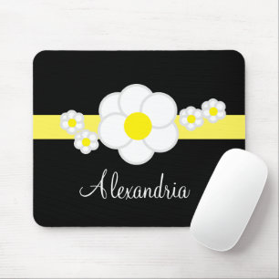 Alfombrilla De Ratón Rayo amarilla margarita blanco negro elegante guió