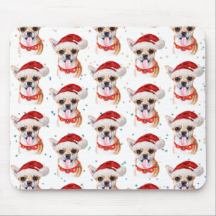 Alfombrilla De Ratón Raza Chihuahua Patrón de perro acuarela Navidad