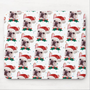 Alfombrilla De Ratón Raza de Bulldog Francés Patrón de perro de Navidad
