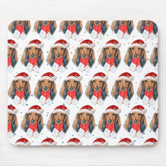 Alfombrilla De Ratón Raza de perro Dachshund Navidad (Frente)