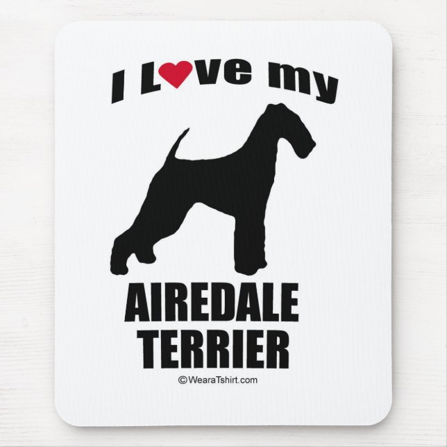 ALFOMBRILLA DE RATÓN "RAZA DEL PERRO" - AIREDALE TERRIER - "AMO MI (Frente)