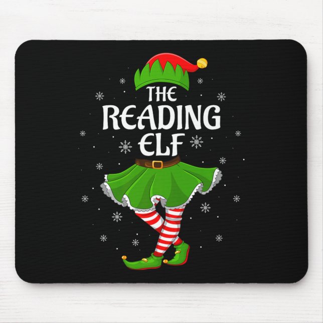Alfombrilla De Ratón Reading Elf Christmas Family Girls Women Elf Squad (Frente)