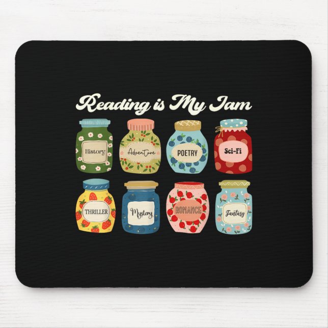 Alfombrilla De Ratón Reading Is My Jam Book Lover Teacher Student Liter (Frente)