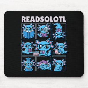 Alfombrilla De Ratón Readsolotl blueaxolotl amante de los libros divert