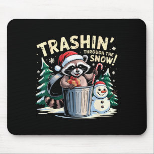 Alfombrilla De Ratón Rebuscando entre la nieve Navidad Mapache Divertid