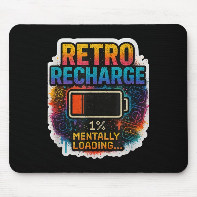 Alfombrilla De Ratón “Recarga Retro – Cargando Mentalmente…”  (Frente)