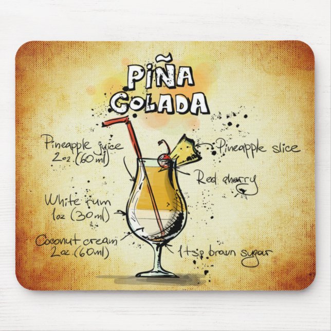 Alfombrilla De Ratón Receta de cóctel de Pina Colada (Frente)