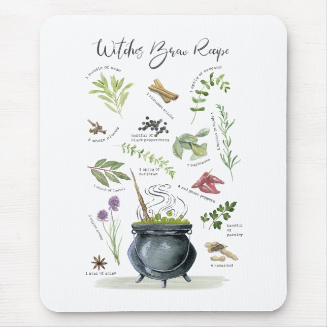 Alfombrilla De Ratón Receta moderna de caldero de Halloween 1 (Frente)