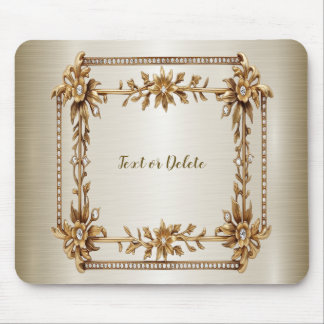 Alfombrilla De Ratón Rectángulo Ornato Dorado Flores de diamante brilla