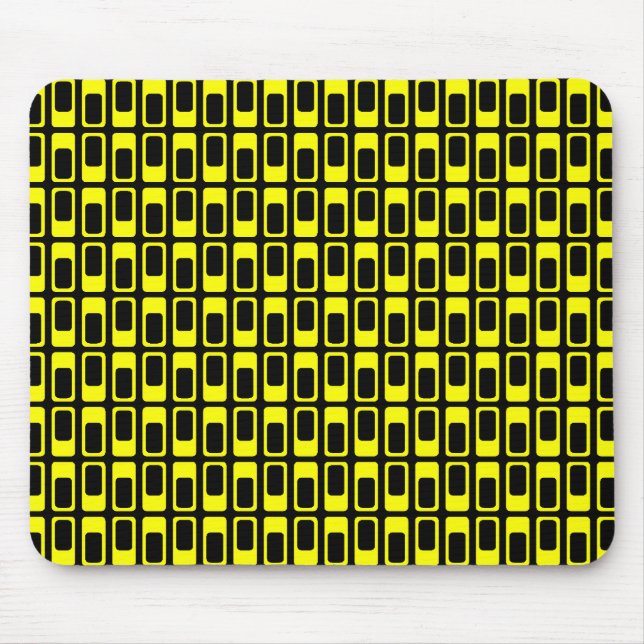 Alfombrilla De Ratón Rectángulos alternativos (amarillo con negro) (Frente)