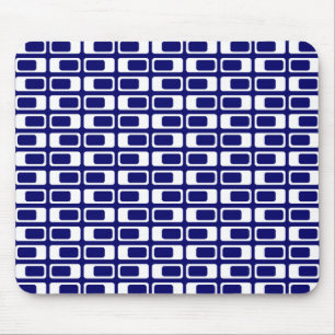 Alfombrilla De Ratón Rectángulos alternativos (blanco con azul oscuro)