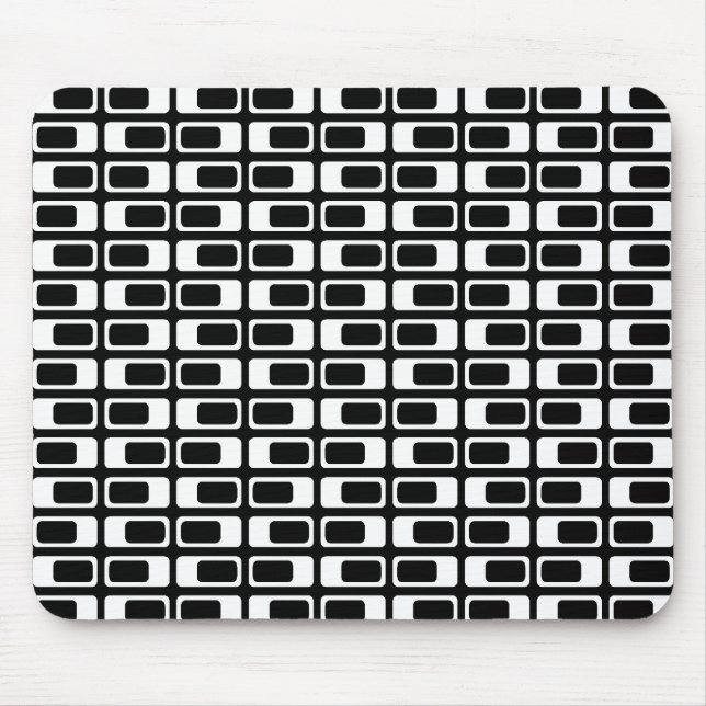 Alfombrilla De Ratón Rectángulos alternativos (blanco con negro) (Frente)