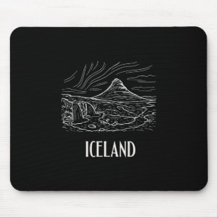 Alfombrilla De Ratón Recuerdo de Islandia Arte Retro Senderismo Aurora
