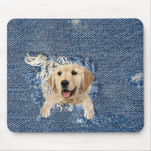 Alfombrilla De Ratón Recuperador de oro en Denim Hole