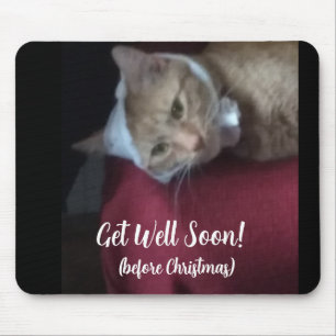 Alfombrilla De Ratón Recupérate Pronto, Texto de Humor de Foto de Gato,
