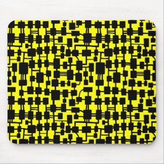Alfombrilla De Ratón Red abstracta - negro sobre amarillo FFFF00