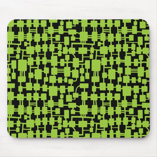Alfombrilla De Ratón Red abstracta - Verde marciano sobre negro (Frente)