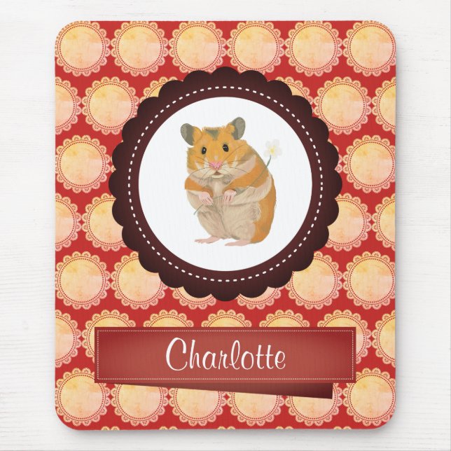 Alfombrilla De Ratón Red Añadir tu nombre Hamster (Frente)