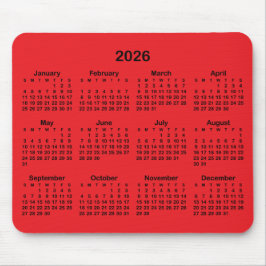 Alfombrilla De Ratón Red and Black 2026 Calendar