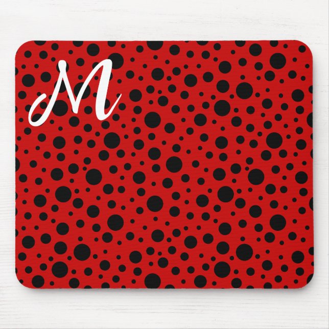 Alfombrilla De Ratón Red and black polka dots funny ladybug (Frente)