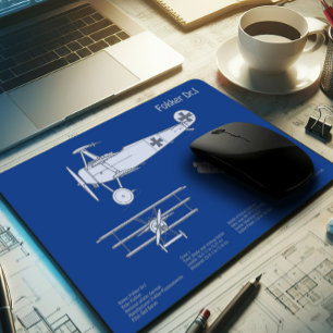 Alfombrilla De Ratón Red Baron Fokker Dr. 1 - Airplane Blueprint ABD
