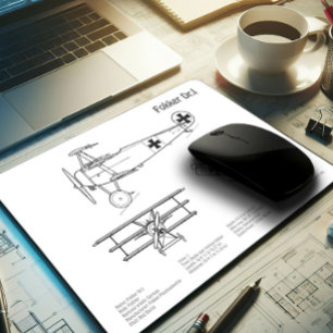 Alfombrilla De Ratón Red Baron Fokker Dr. 1 - Plano aéreo BD