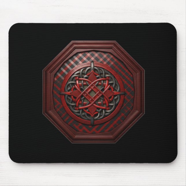 Alfombrilla De Ratón Red & Black Checkerboard Celtic Knot In A Frame    (Frente)