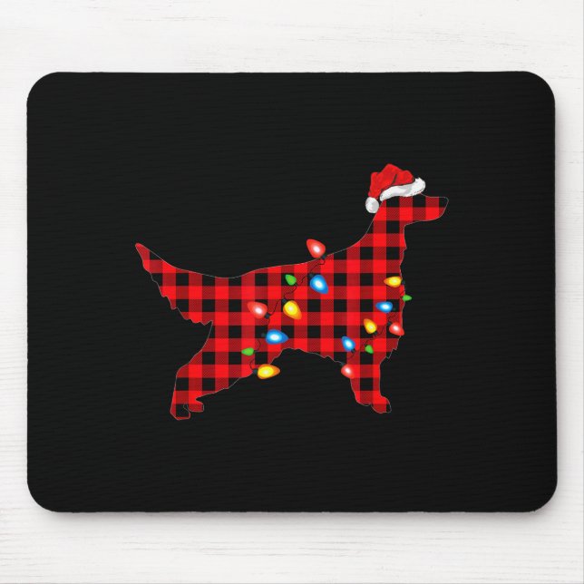 Alfombrilla De Ratón Red Buffalo Plaid Santa Irish Setter Dog Christmas (Frente)