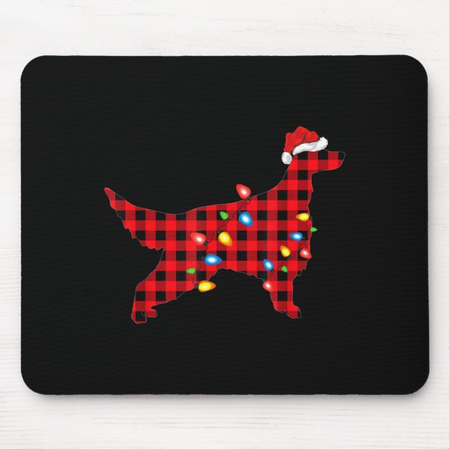 Alfombrilla De Ratón Red Buffalo Plaid Santa Irish Setter Dog Christmas (Frente)