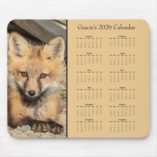 Alfombrilla De Ratón Red Fox Kit - Customizable full year 2025 calendar (Frente)