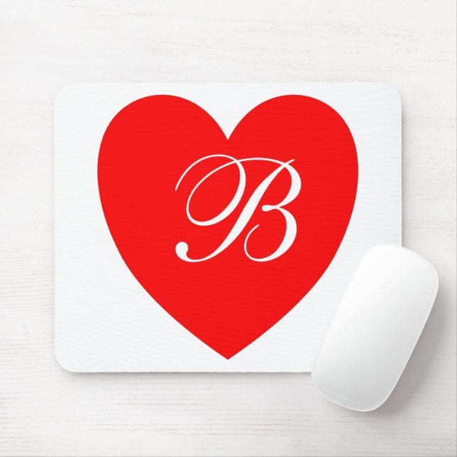 Alfombrilla De Ratón Red Heart Monogram Mousepad (Con ratón)