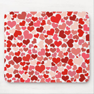 Alfombrilla De Ratón Red Hearts on White Mousepad